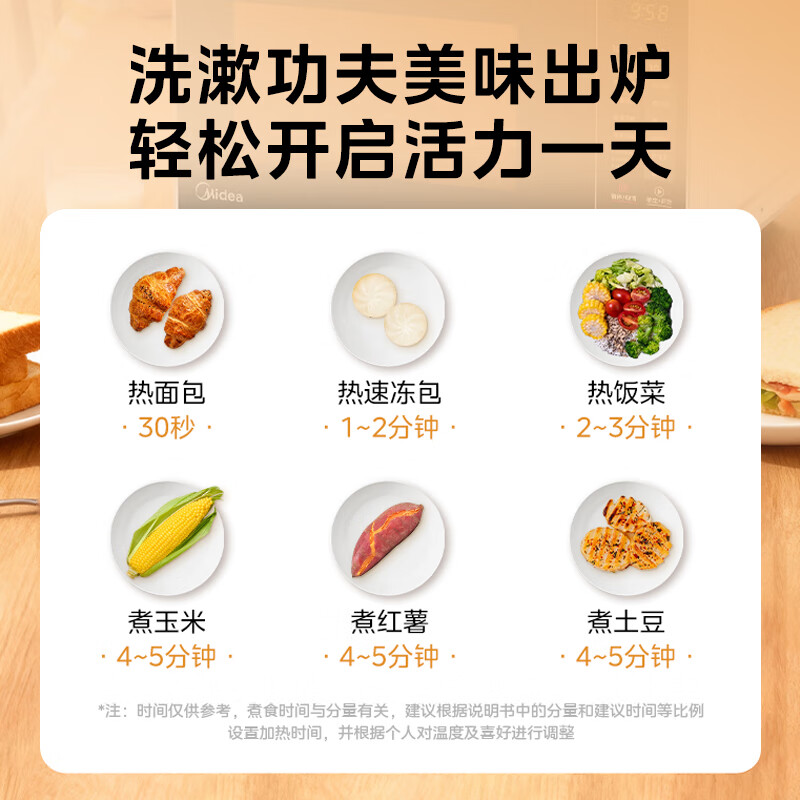 Midea microwave flat-panel small household multifunctional easy-to-clean inner tank 20 liters high-efficiency fast heating one-click thawing, sterilization and deodorization baby menu M22J