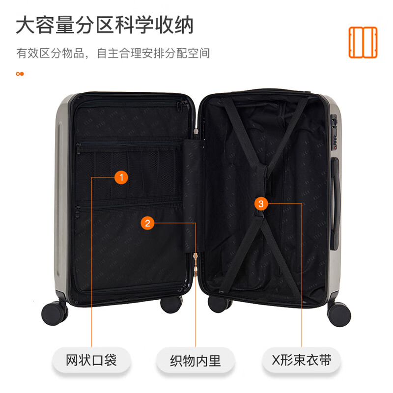 ELLE 22-inch graphite gray suitcase zippered universal wheel suitcase fashionable trolley case