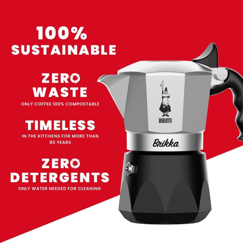 Biledi New Year's Gift Moka Pot Coffee Pot Coffee Machine Brikka Double Valve Double Valve 2 Cups 2023 Model