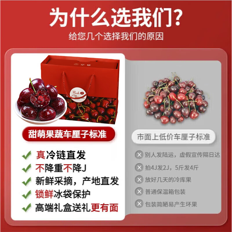 Sweet and cute fruits and vegetables Chilean cherries JD/SF Express - next-day delivery to many places Big cherry fresh fruit New Year's gift gift box 3 pounds (net weight) Supreme 4J Premium Fruit King 32-34mm gift box
