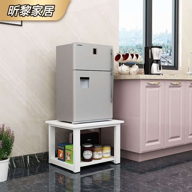 Washing machine raised base cabinet with drawer refrigerator shelf base padding double door machine heightening shelf small refrigerator heightening length 50 width 40 height 50 light walnut + white shelf