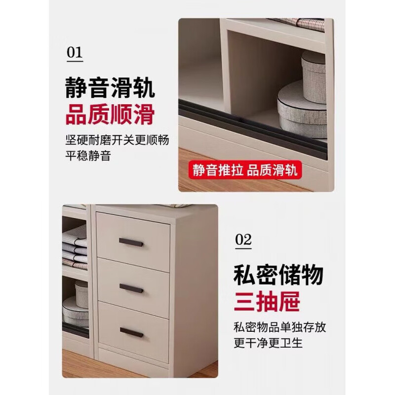 All solid wood wardrobe home bedroom fir sliding simple modern small apartment children's storage cabinet wardrobe rental house 1.2 meters main cabinet fir wardrobe free installation 60 deep 16MM thickened back panel