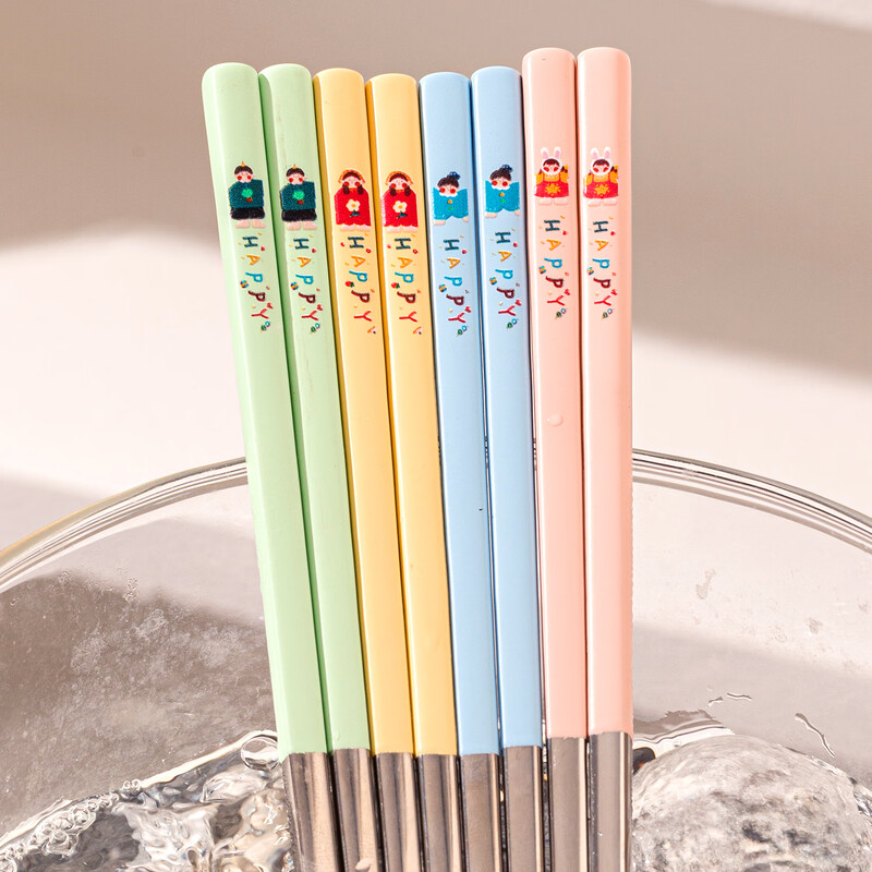 TREEJACK 316 stainless steel chopsticks for household use, high-end, antibacterial, anti-mildew, anti-slip, high temperature resistant, one chopstick for each person, family only