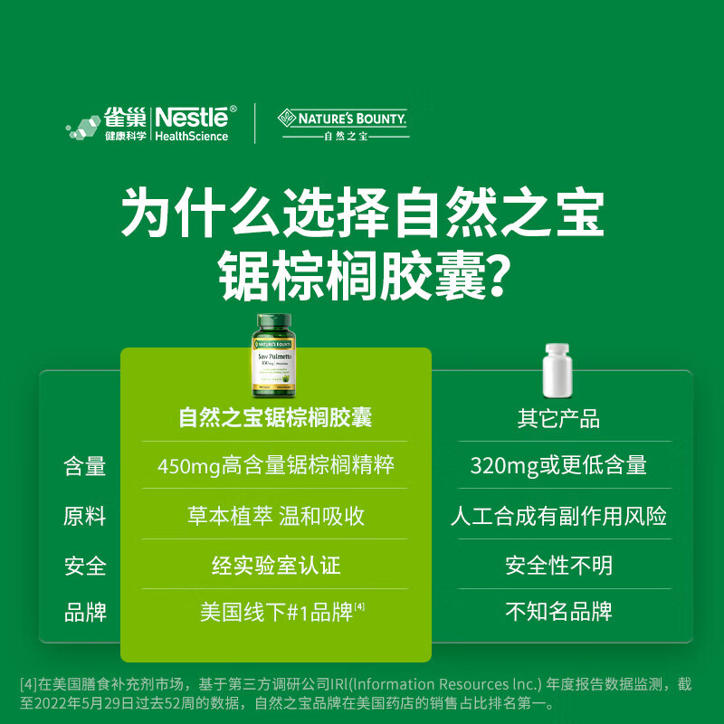 Nature's Treasure Nestle's Saw Palmetto Extract Capsules Protect the Prostate and Replenish the Kidneys 100 Capsules