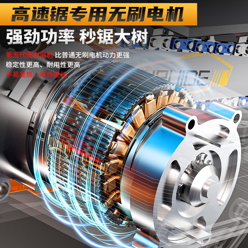 Aided brushless rechargeable chainsaw household logging saw lithium battery electric chain saw handheld small saw cutting machine power tool