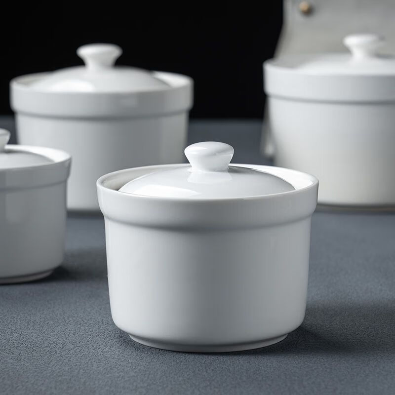 Ceramic water-proof stew pot for hotel merchants, stewed bird's nest and egg custard for one person, stew pot, steamed egg bowl, earthen pot soup cup, 3.5-inch 150ml stew pot, one pack without lid