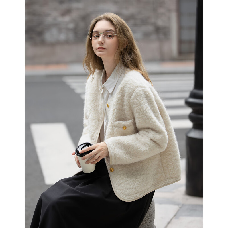 TonLion 2025 Winter Women's Imitation Lamb Hair Small Fragrance Style Short Jacket