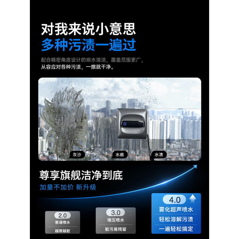 Fire Whale Spray Water Window Cleaning Robot Glass Cleaning Artifact Fully Automatic Electric Home High-rise Windows H7SMAX Six Water Sprays