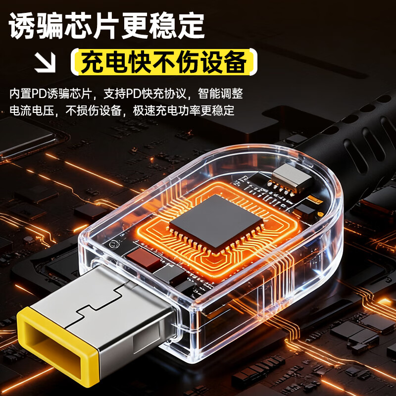 Yingqian is suitable for Lenovo notebook charging cable power cord type-c to square port 100W135W140W230W savior Y7000P/Y9000/Y920/W540 decoy line