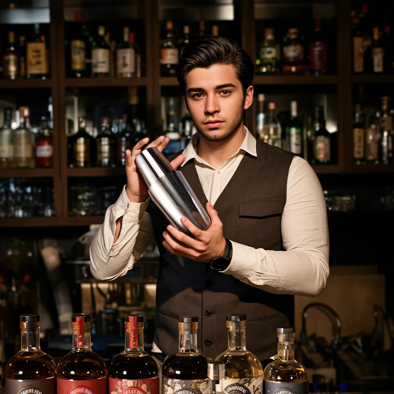 Circle Joy 304 stainless steel cocktail shaker, milk tea shop hand-made lemon artifact cocktail hand-shake shaker cup and pot 12-piece set