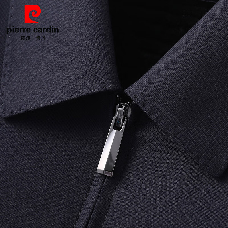 Pierre Cardin jacket men's lapel warm mulberry silk thickened rabbit fur lining warm goose down coat