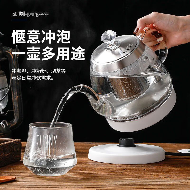 Glass quick-boil kettle, easy-to-make tea kettle, long mouth kettle, hotel special household kung fu tea boiling kettle 1ml special price
