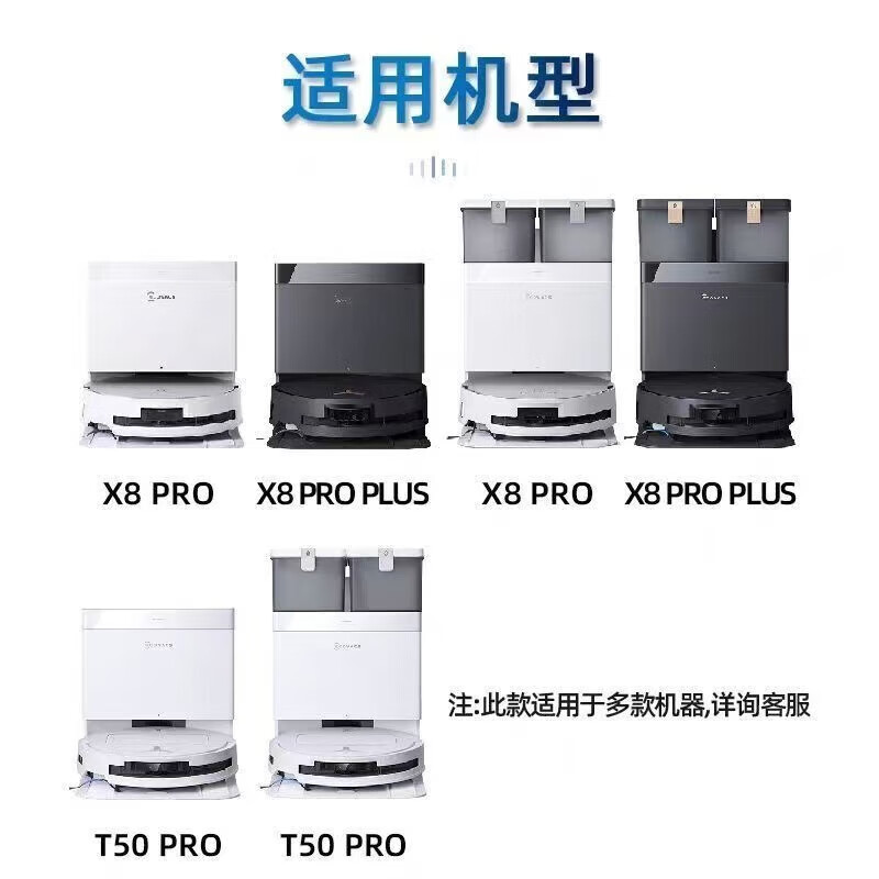 Suitable for Ecovacs T50 PRO sweeping robot accessories, mop, rag, cleaning fluid, filter element, roller brush, cover, side brush, dust bag holder, filter, dust box, consumables set, main brush * 2 pieces
