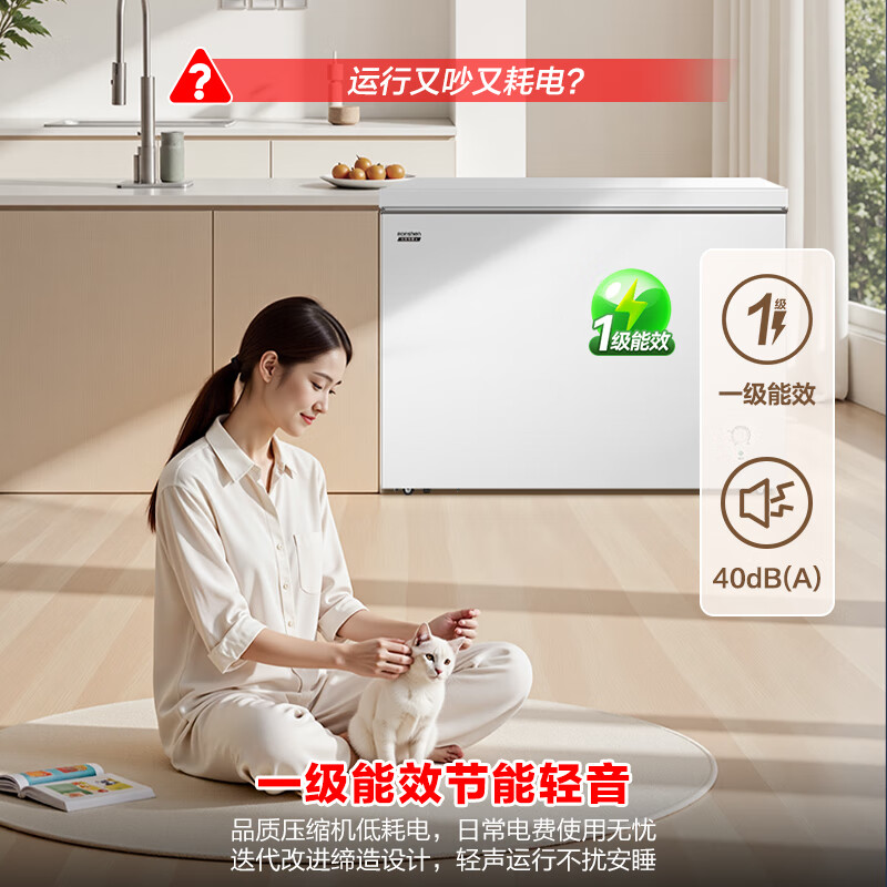 Rongsheng 300-liter first-class energy efficiency energy-saving large-capacity freezer refrigeration and freezing conversion single-temperature low-noise refrigerator horizontal freezer national subsidy BD/BC-300E10HNLAJ Pearl White 300L