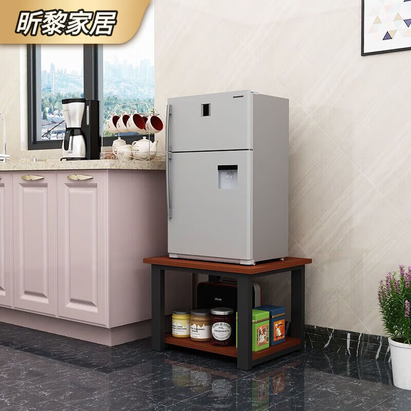 Washing machine raised base cabinet with drawer refrigerator shelf base padding double door machine heightening shelf small refrigerator heightening length 50 width 40 height 50 light walnut + white shelf