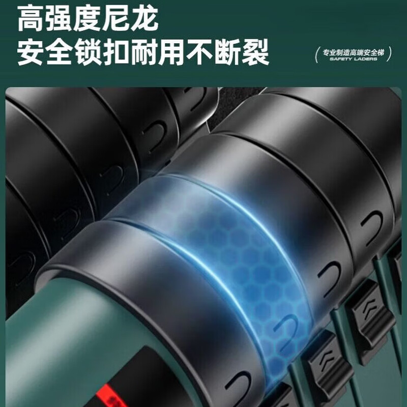 Telescopic ladder lifting engineering ladder portable household straight ladder folding single-sided ladder bamboo ladder thickened extra hard steel dark green straight ladder 3.9 meters thick extra hard steel