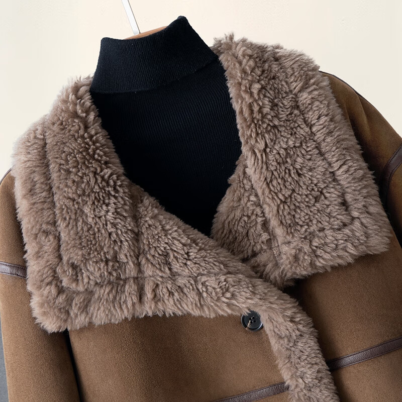 Sibaishe Korean style lapel grain velvet jacket women's 2025 winter new long-sleeved warm temperament top