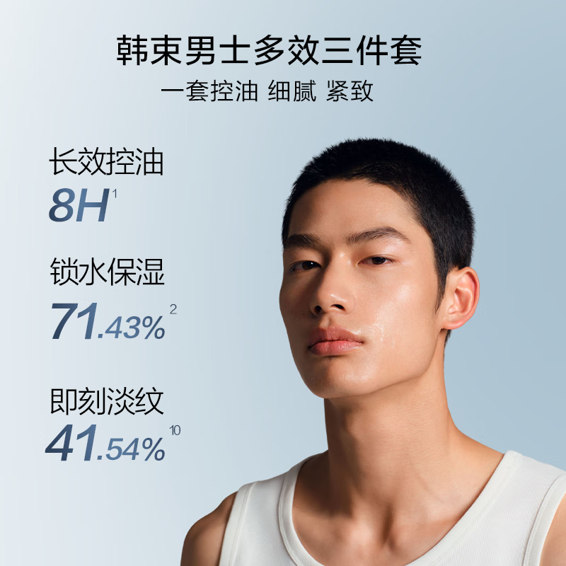 Han Shu Men's Skin Care Set Oil Control Cleansing Essence Firming Peptide Control Hydrating Moisturizing Cream Water Lotion New Year's Gift