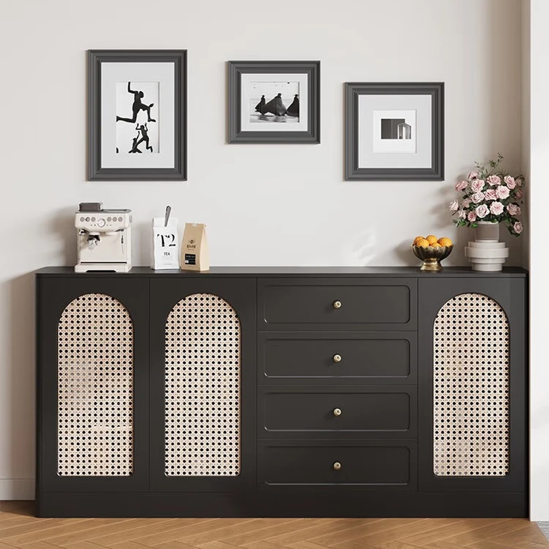 Aihongdi mid-century style sideboard solid wood rattan storage cabinet 20cm thin cabinet drawer cabinet living room storage cabinet dining table side cabinet narrow cabinet supports customized sizes, consult customer service