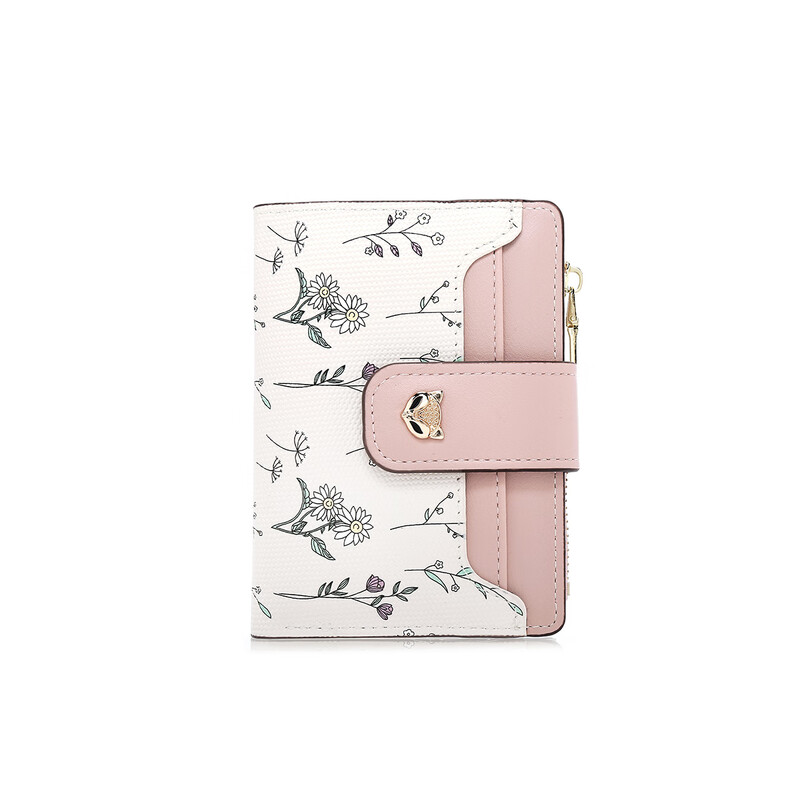 Golden Fox (FOXER) Women's Coin Purse Large Capacity Short Two-fold Card Holder Zipper Money Holder Clutch Bag Birthday Gift for Girlfriend