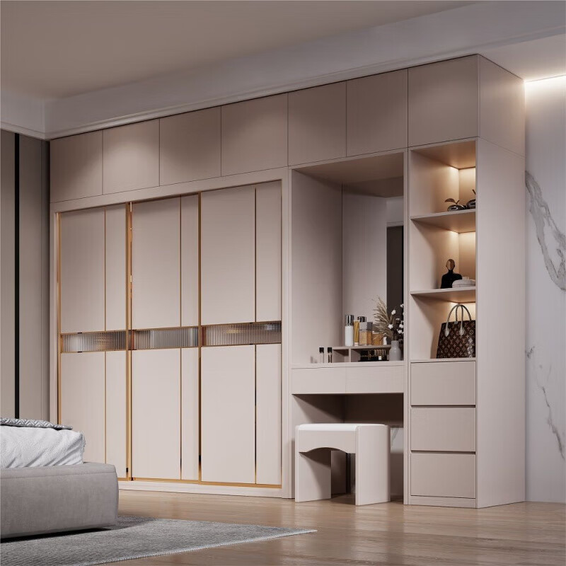 Modern simple wardrobe home bedroom small apartment sliding door cabinet master bedroom economical assembled wardrobe storage cabinet 1.2 single wardrobe