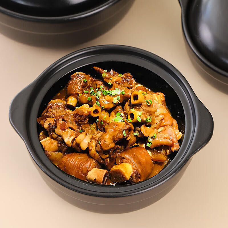 Household stew pot ceramic claypot rice gas stove gas dry burning non-cracking heat preservation lock fresh soup high temperature resistant small casserole black deep pot 3-5 people 2.4L