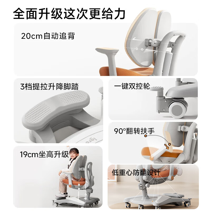 IGROW Coffee Cat 2.0 Children's Study Desk Desk and Chair Set Writing Desk Lifting Home Desk for Primary and Secondary School Students 1.2mG