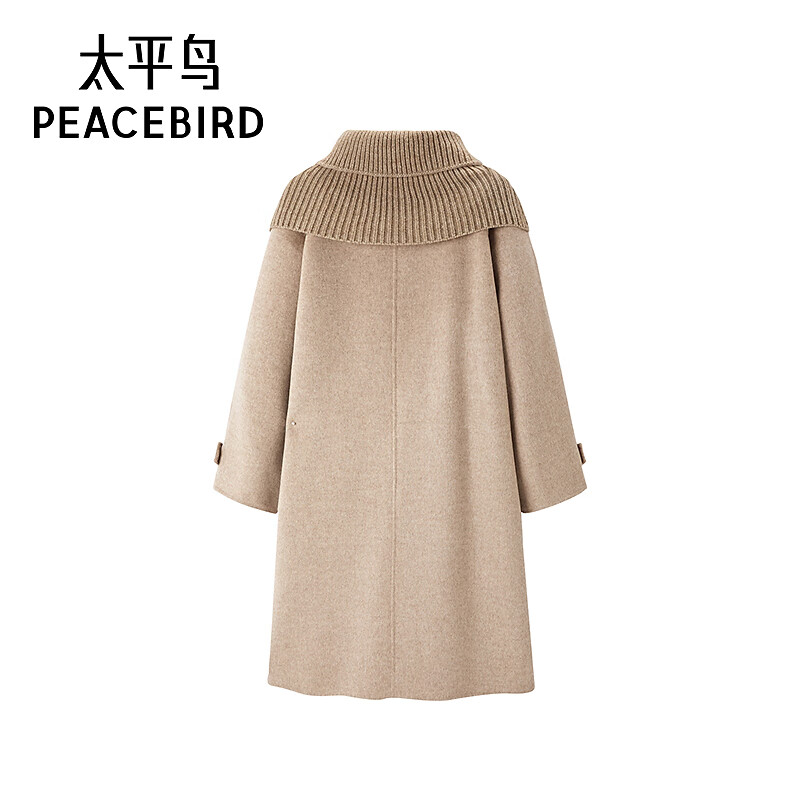 PEACEBIRD Women's Woolen Coat Winter Small Lapel Full Wool Coat Design and Texture Camel L