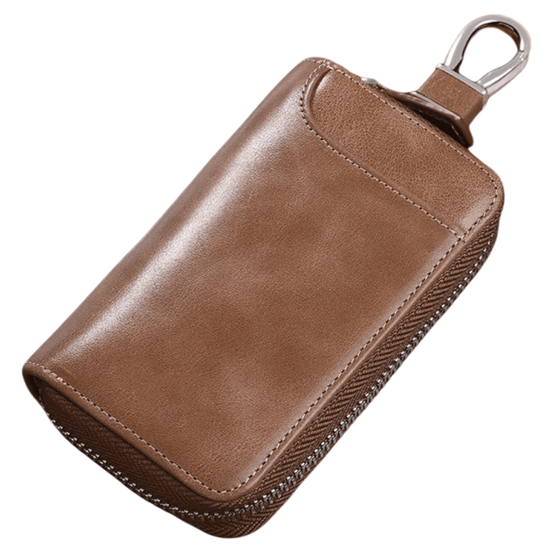 LEOEZYA genuine leather key bag for women 2025 new key bag large capacity leather texture key storage bag for men's car deep coffee_with hanging head