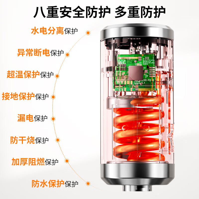 CHIGO electric hot water faucet installation-free stainless steel heating kitchen bathroom kitchen treasure instant hot water heater intelligent digital display snow mountain white + ordinary plug