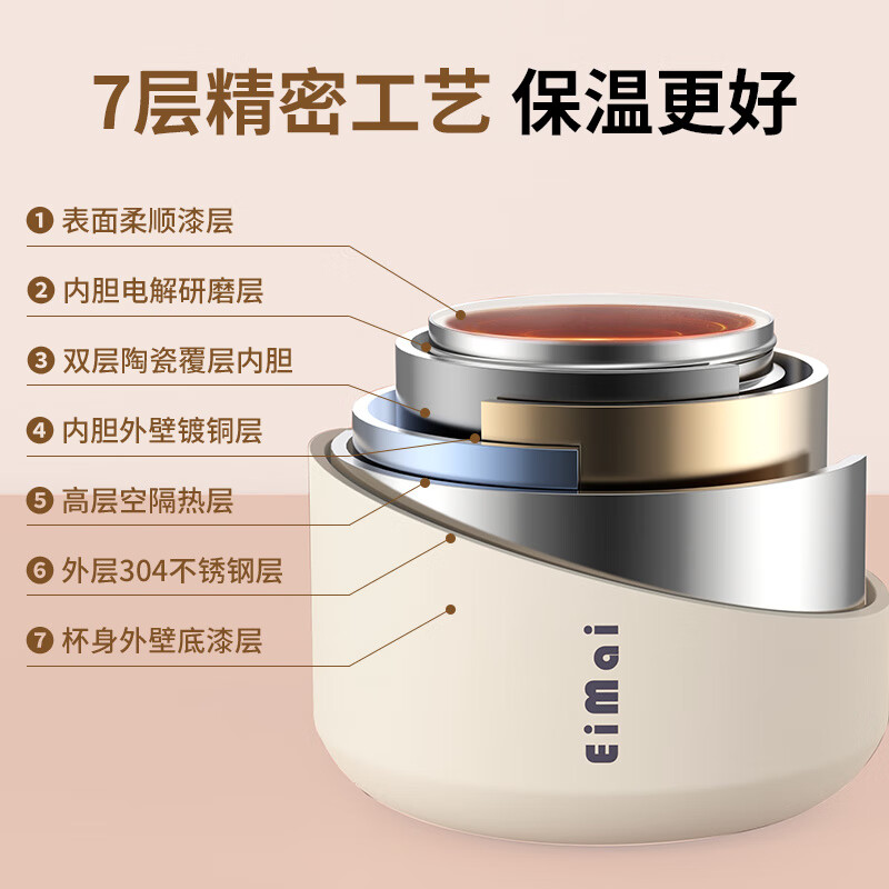 Tuojin imported quality ceramic liner insulated lunch box from Germany for office workers, insulated bucket, insulated bucket, small insulated box, large, upgraded, insulated, off-white, thickened, sealed, small size 1000ml