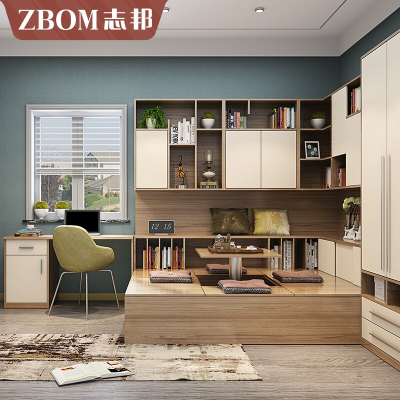 Zhibang Tatami Customized Tatami Bed Liftable Table Tatami Customized Wardrobe Multifunctional Storage Cabinet Corner Desk Modern Simple Whole House Customized Furniture 500 Reservation Deposit