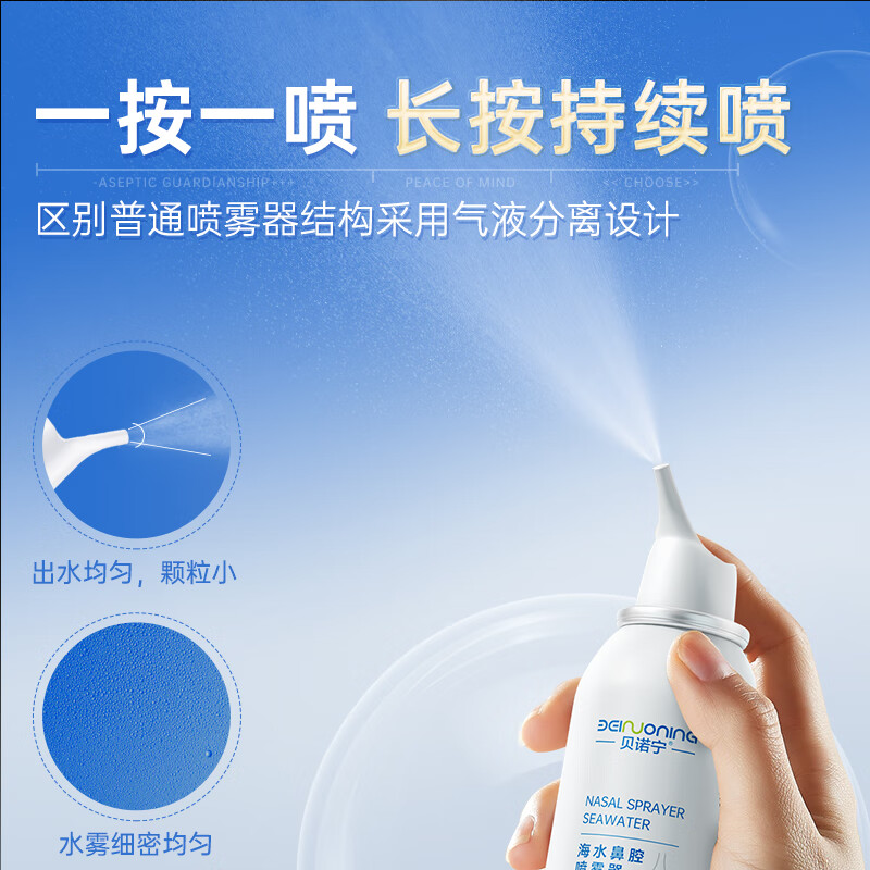 Benonin Sea Salt Nasal Spray Allergic Rhinitis Spray Adult Saline Nasal Irrigator 120ml*3