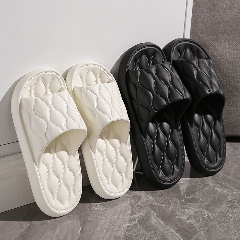 Mengting couple EVA slippers for men and women for home use indoor bathroom bath deodorant slippers white size 38-39