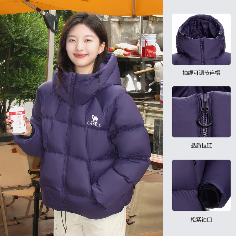 Camel (CAMEL) women's short down jacket winter new versatile warm thickened rhombus down jacket bread coat