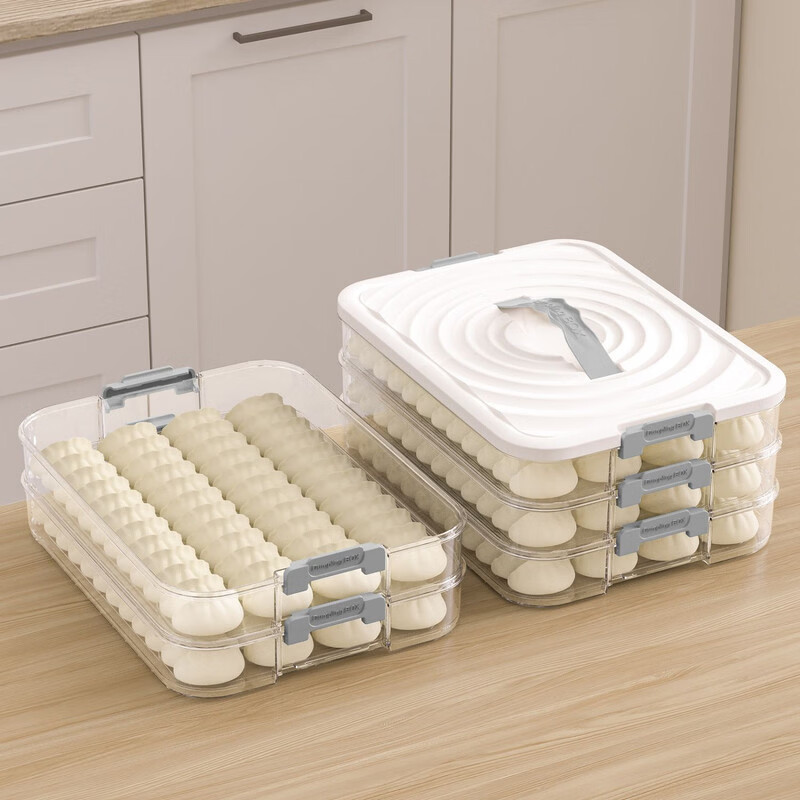 Yusenyi Food Grade Dumpling Box Freezer Box Refrigerator Multi-layer Frozen Dumpling Tray Household Dumpling Box Dumpling Storage Box Four Layers One Cover I Can Hold Approximately 240 Pieces Large Sealed Fresh Green