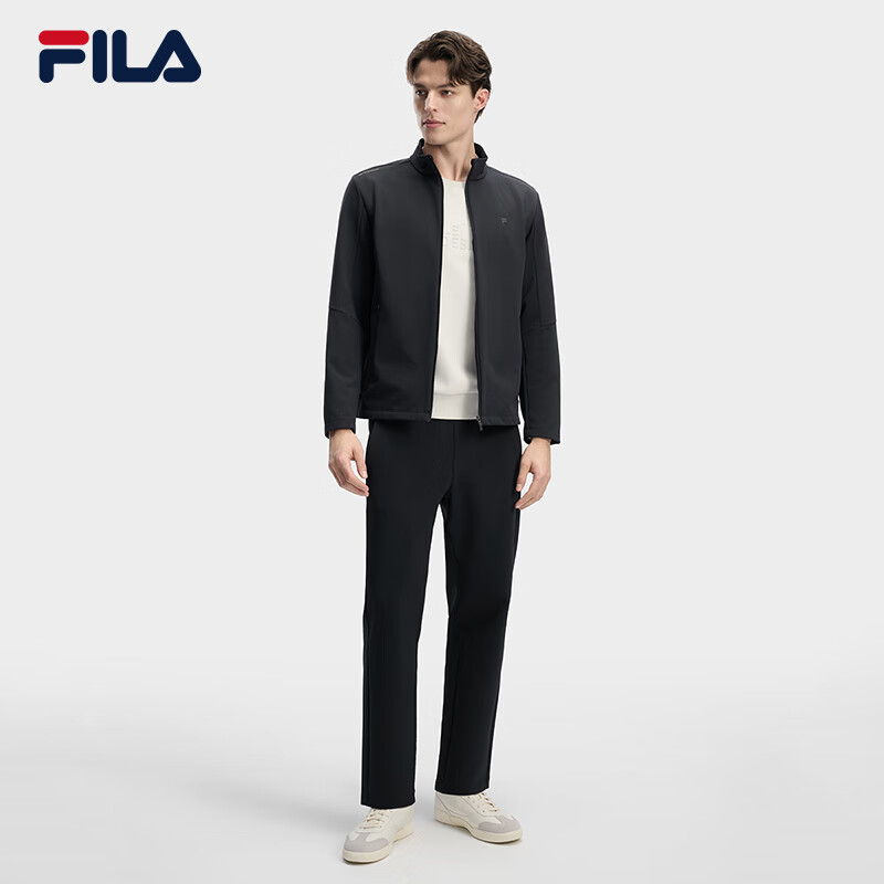 FILA Official Men's Woven Jacket 2026 Spring New Simple Casual Plus Velvet Warm Stand Collar Jacket Men Legend Blue-NV L 175/96A/L