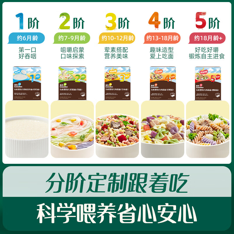 Engnice Organic Infant Noodles 200g Meat and Vegetables/Five Colors Random Delivery Baby Breakfast Noodles Procurement and Sales Laboratory Factory