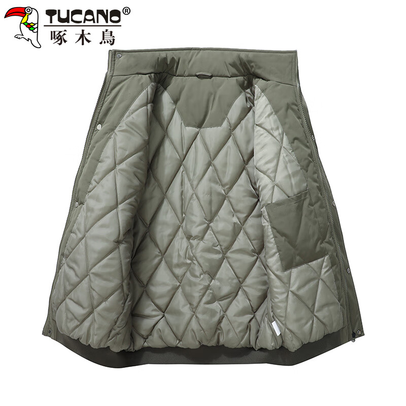 Woodpecker (TUCANO) jacket men's winter thickened cotton loose stand-up collar cotton casual jacket warm bread coat men's military green XL