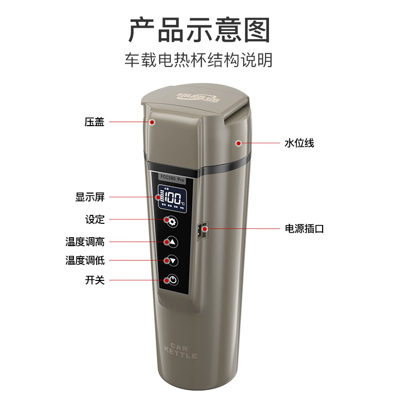 Tanlutu 12v24v champagne gray car electric heating water cup hot water kettle/portable water boiling artifact 5 years and 0 failures