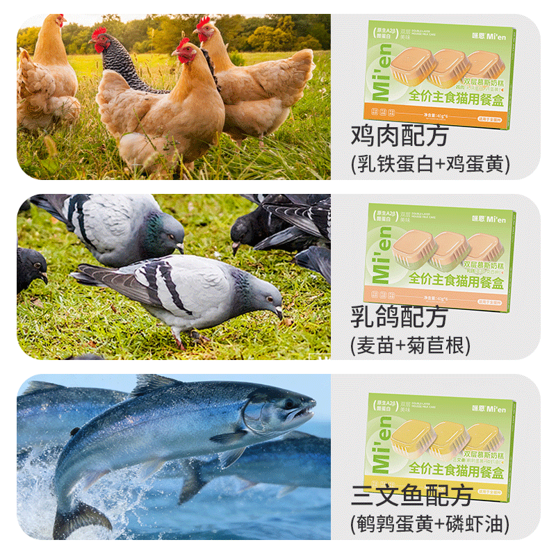 Mien Cat canned full-price staple food lunch box for adult cats and kittens, hydrating wet food cat rice, mixed flavors 40g*6 cans