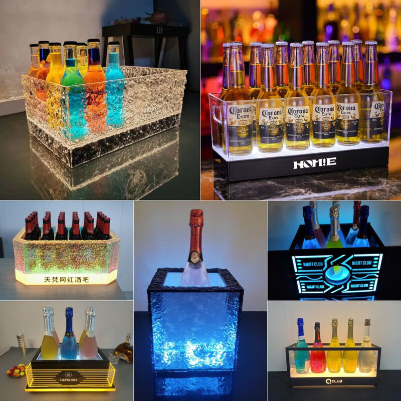 Fantasy Bar Luminous Beer Frame Luminous Ice Bucket Champagne Bucket Nightclub Ice Pattern Cocktail Bucket 24 Pack Ice Pattern Ingot Bucket