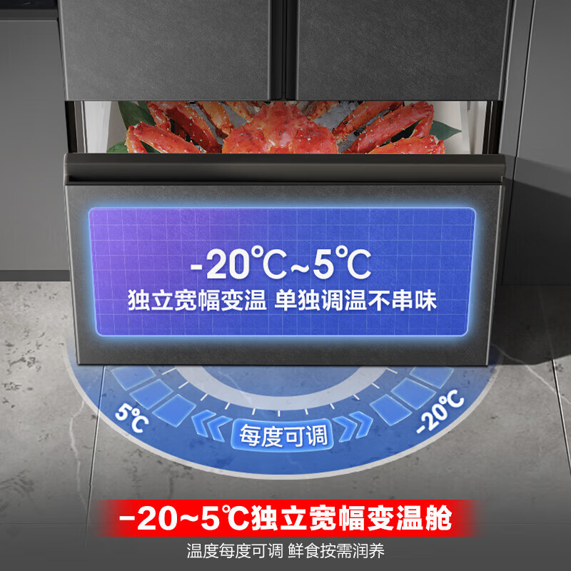 Rongsheng 541 active sterilization dual system French three-door embedded refrigerator first-class energy efficiency household refrigerator BCD-541P50FZLAK gray BCD-541P50FZLAK gray