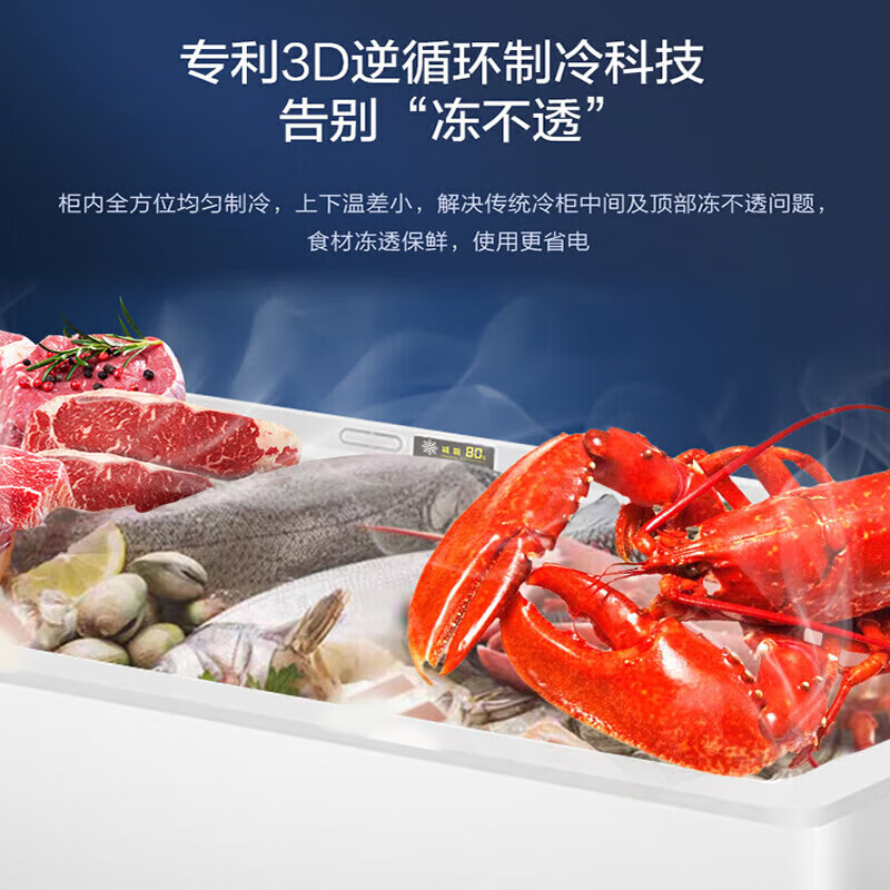 Haier Freezer Household 200L 300L Large Capacity No Frequent Defrosting Ultra Low Temperature Quick Freezing New Level Energy Efficiency Power Saving Silent Full Freezer Frozen Meat Small Horizontal Freezer 300L Classic Upgraded Frost Reduction First Level Energy Efficiency