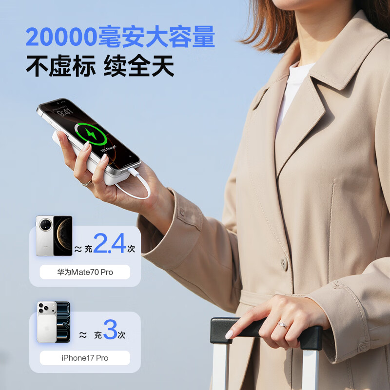 Made in Jingdong, 35W fast charging comes with a 20,000 mAh large-capacity power bank, 3c certified, Jingdong’s self-operated mobile power bank that can be used on airplanes, suitable for Apple 17, Xiaomi 17, Huawei Honor