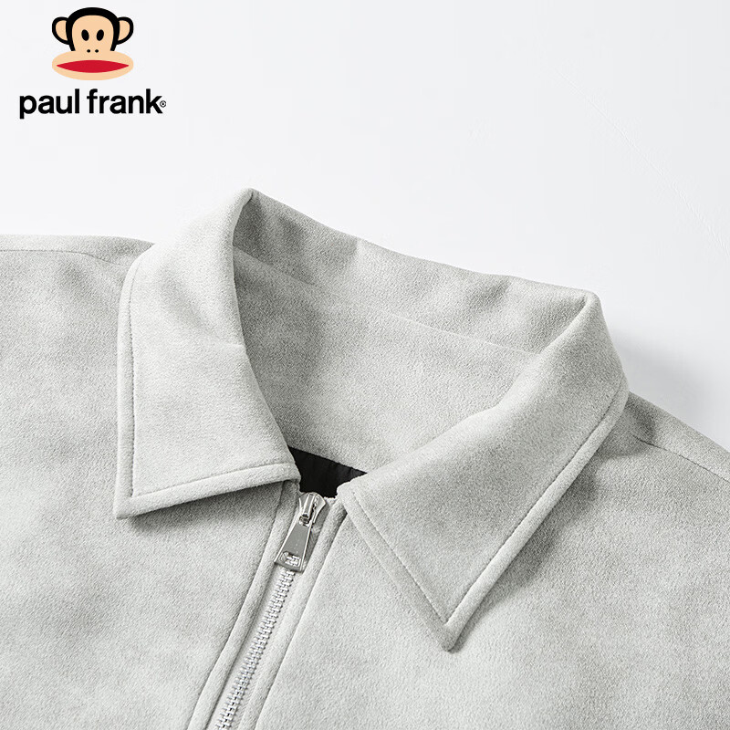 Paul Frank Jacket Men's Winter Loose Workwear Jacket Men's Casual Suede Leather Jacket Men's Black L