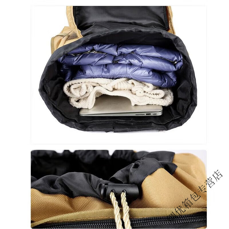 Ye Yu Large Capacity Outdoor Mountaineering Waterproof Backpack Multifunctional Backpack Long-distance Luggage Travel Hiking Large Backpack (302#) Khaki 70L