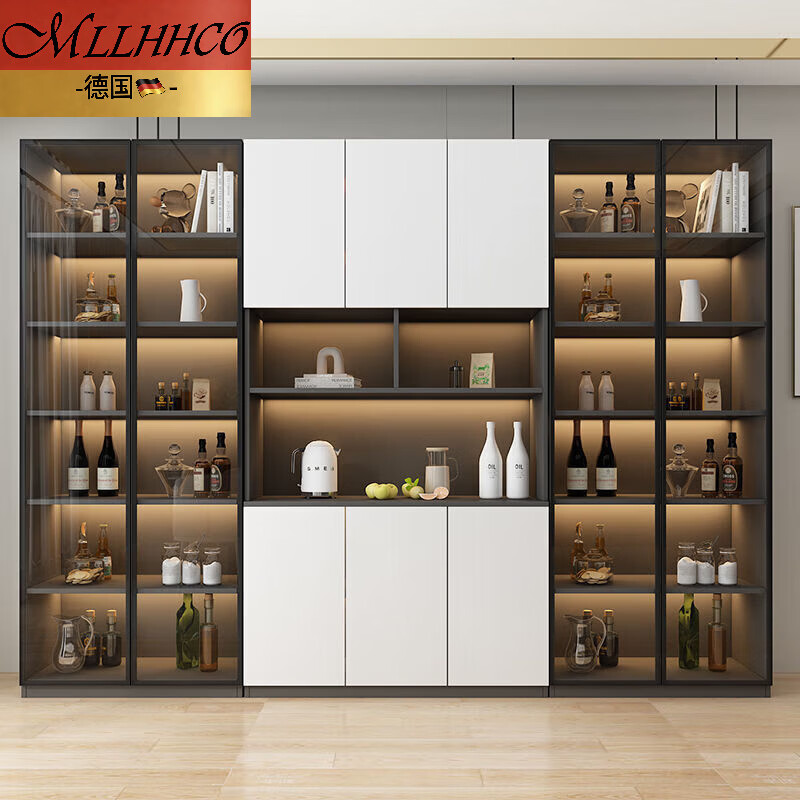 MLLHHCO German brand sideboard wall cabinet customized version living room storage cabinet track glass door wine cabinet restaurant cabinet B type 2 meters 4 solid wood package installation multi-functional solid wood sideboard wine cabinet + delivery to thousands of cities