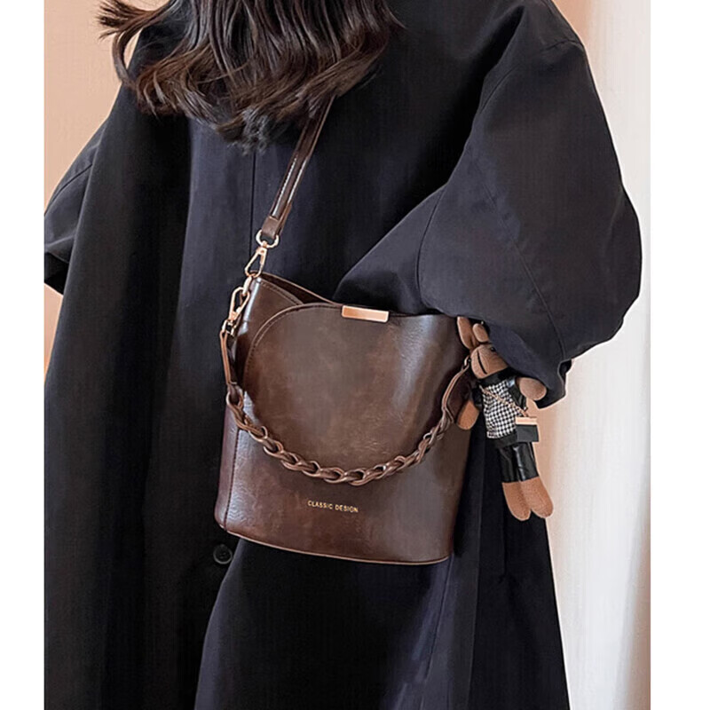 YUYULA cowhide bag women's bag crossbody bucket bag commuting light luxury shoulder bag birthday New Year's Day gift for girls and girlfriends