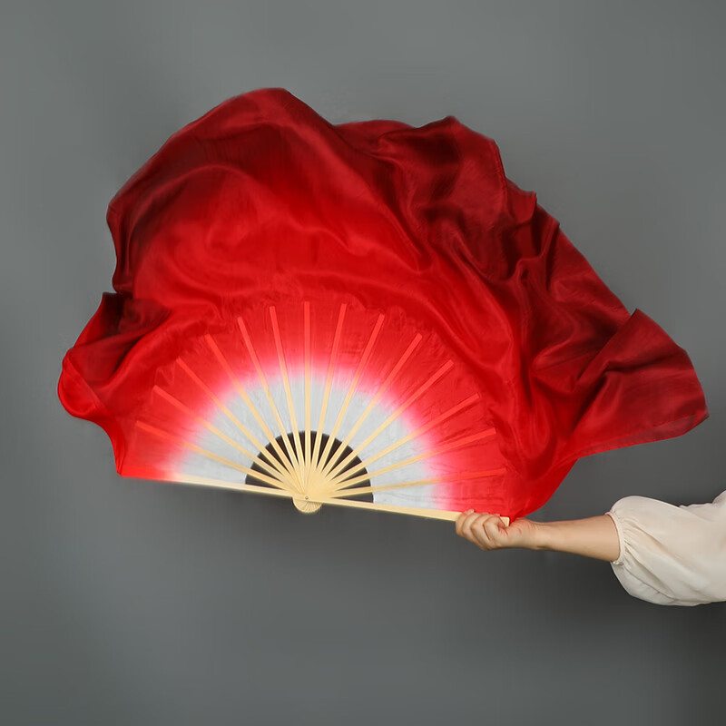 Duweck dance fan wine red Wanjiang imitation silk large double-sided dark red Yangko classical dance fan square dance 40cm
